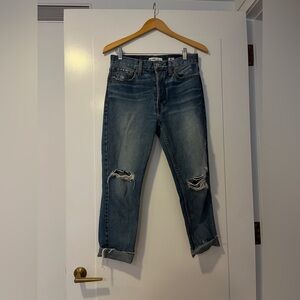 Distressed Medium Blue Boyfriend Jeans